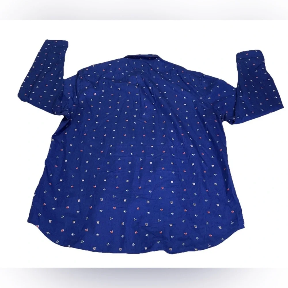J. CREW mens Secret Wash cotton Golf Print shirt‎ Blue Size Large